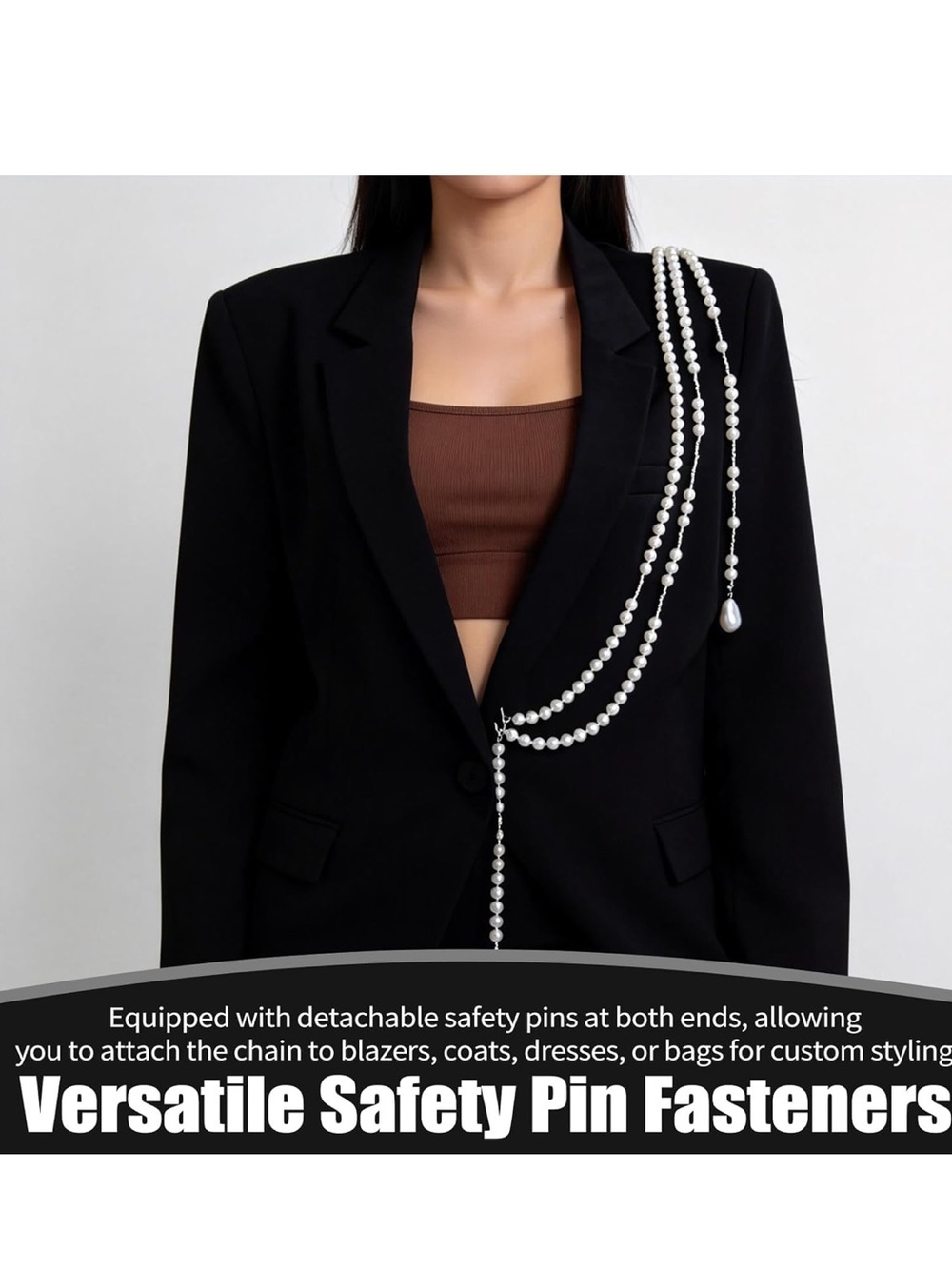 Pearl Layered Sweater Chain Brooch | Elegant Blazer Accessory